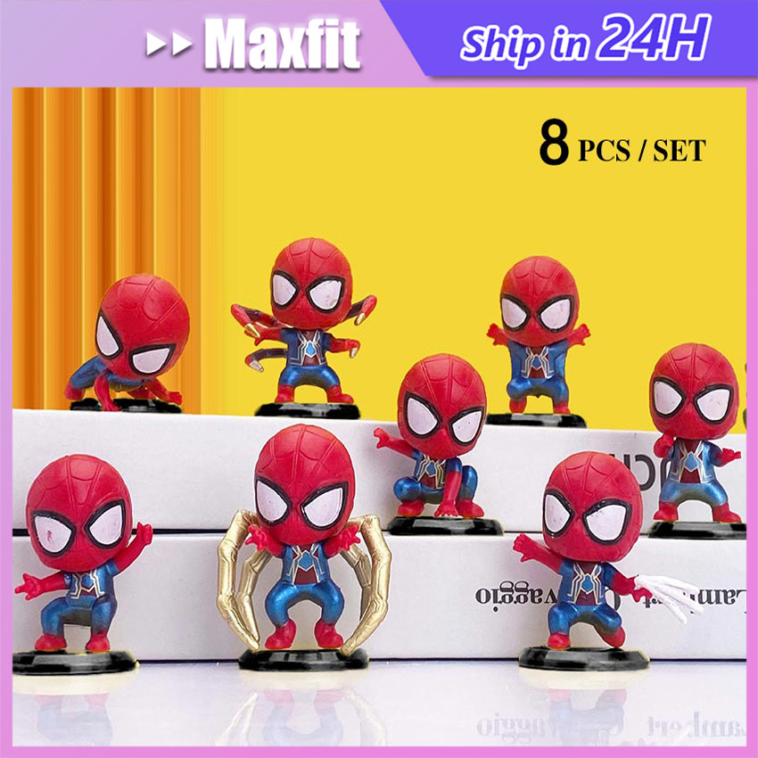 8Pcs Spiderman Chibi Figure Set Miniatur Action Figure  Spiderman Mini Q /Figure Spiderman Mini Deko