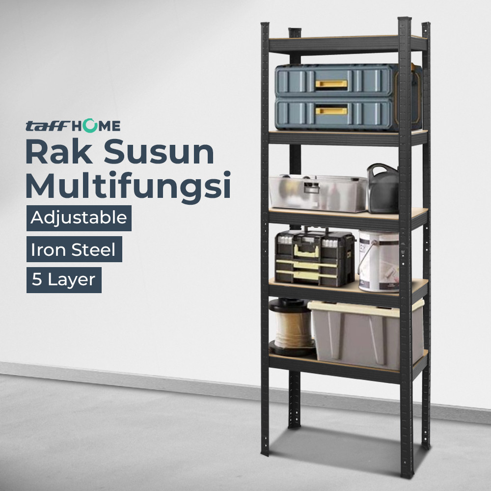 

- TaffHOME Rak Susun Multifungsi Iron Steel Storage Rack Adjustable - S35 -