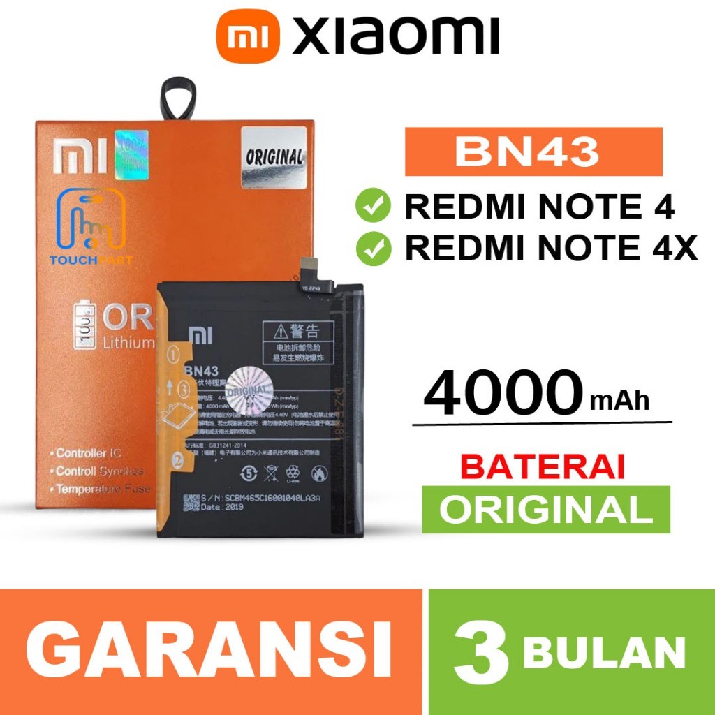 BATERAI BATRE XIAOMI REDMI NOTE 4X / NOTE 4 SNAPDRAGON / BN43 ORIGINAL 100%