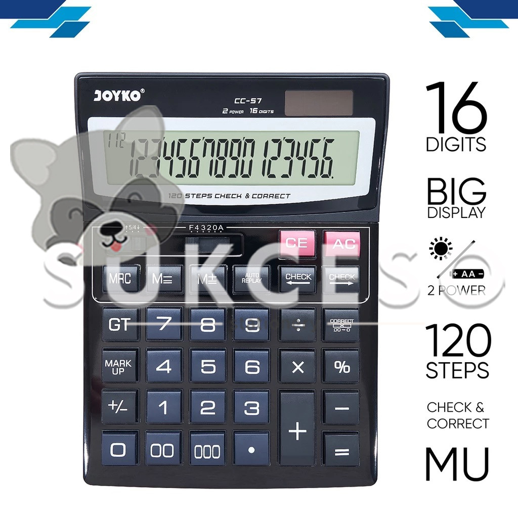 

Joyko Calculator CC-57 Big Display - Kalkulator 16 Digits Alumunium