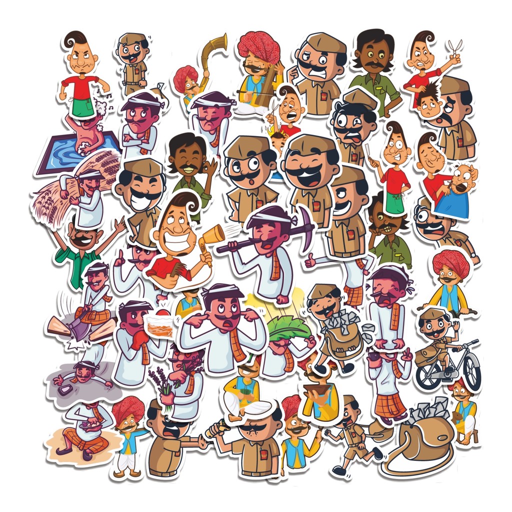 

COD 50 Pcs Stiker Indian Man Job Lucu Anti Air Untuk Dekorasi Notebook Sepeda Skateboard Handphone