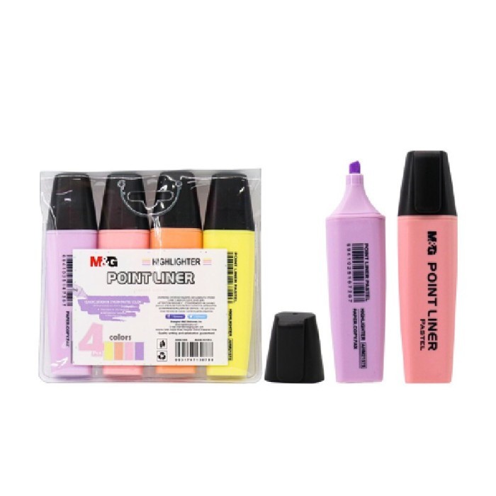 

Set 4 Highlighter Point Liner M&G Pastel & Flourescent Penanda Tulisan AHM21580 & AHM21576 - Set 4 - M&G Flourescent