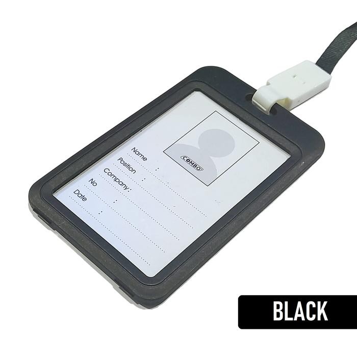 

ANDMA (100 PCS) Card Holder 2 Sisi / Gantungan Kartu Casing ID Card / Name Tag Colour 2050 / Name Basge Double Side / Tali ID Card 2 Sisi 2061 - Hitam