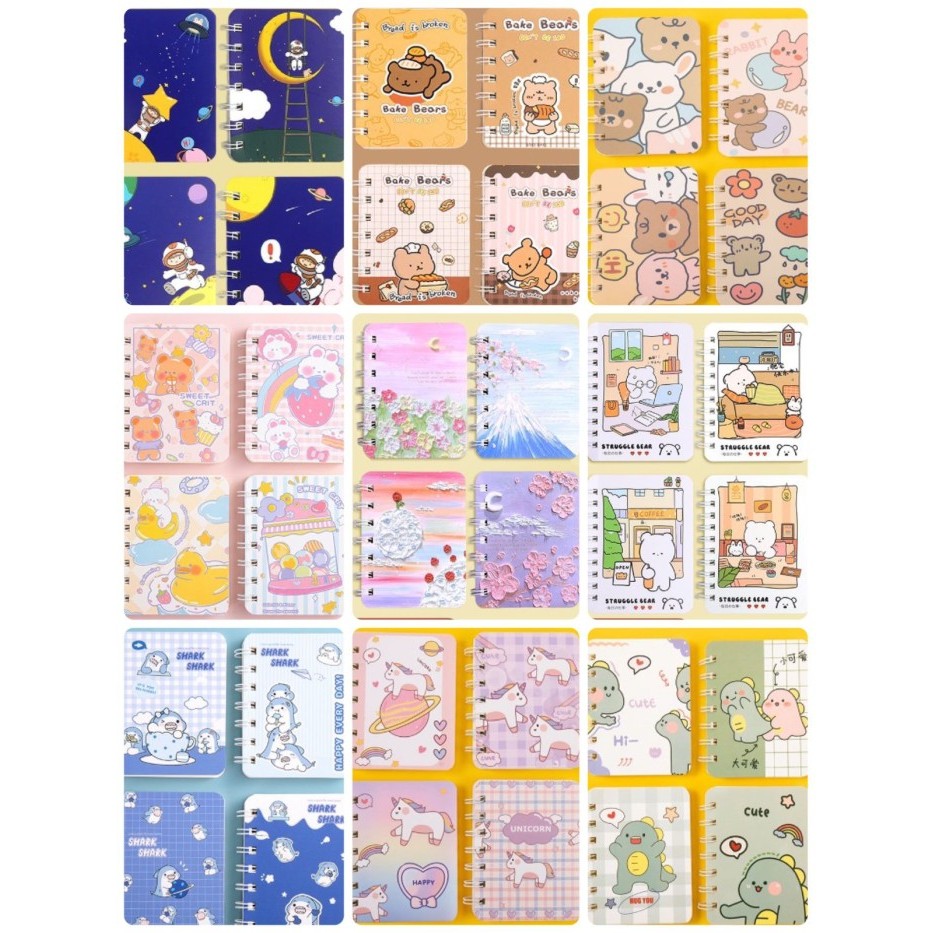 

*AJS* MINI NOTEBOOK SIZE A7 RING / BUKU MINI KARAKTER LUCU ( SATUAN )