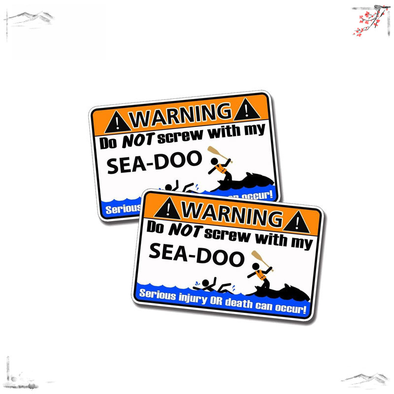 

2pc Warning Do Not Screw Withe My Sea Doo Funny Car Sticker Creative Waterproof Decal Automobile Decoration PVC 11cm*6cm