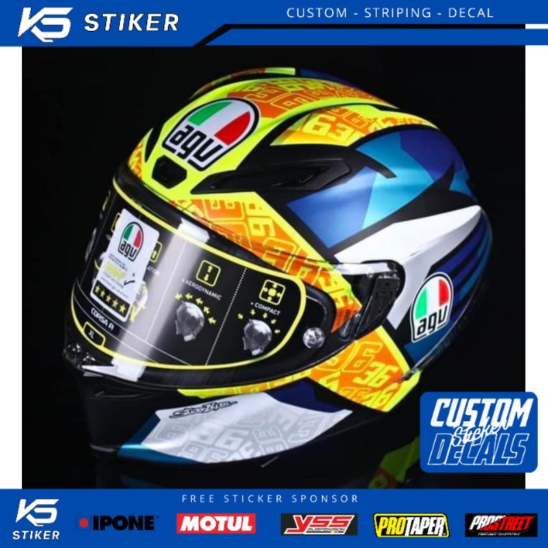 Decal Stiker Helm Fullface Universal Joan Mir Anti Pudar Premium Quality
