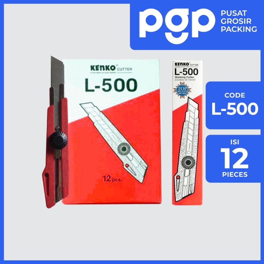 

Kenko Cutter L-500 - 18mm Blade - Pemotong Kertas - 1 Box Isi 12 Pack