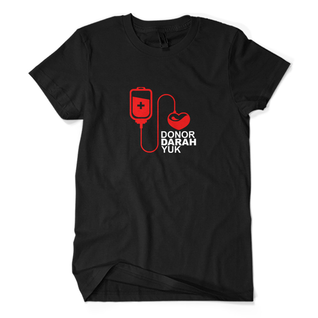 Kaos Distro Premium DONOR DARAH YUK - Baju PMI Palang Merah Indonesia Unisex Dewasa