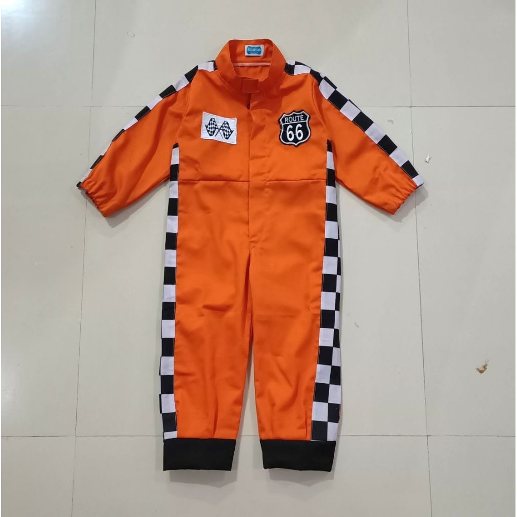 wearpack pembalap orange/wearpack pembalap anak/baju pembalap anak/kostum pembalap anak kostum racin