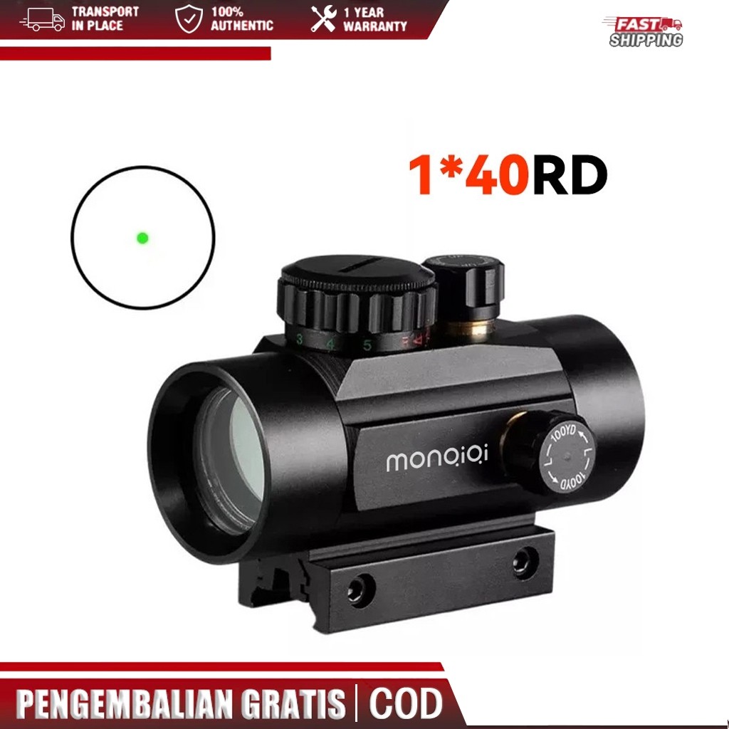【COD】Laser Red Dot Green dot hologram metal RD Red dot 1X40/ Red dot 1X40 / REDOT 1X40 RD / LASER RE