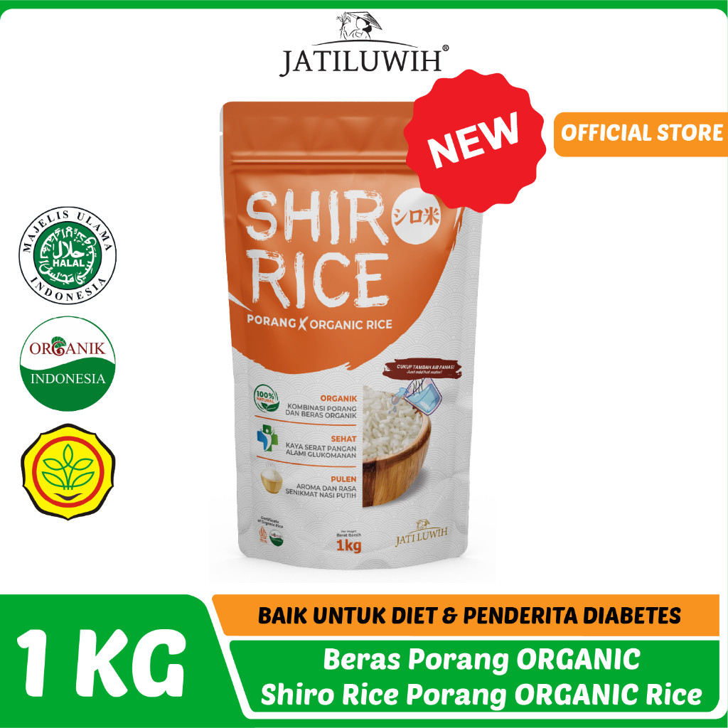 

SHIRO RICE Beras Porang Organik Pouch 1 Kg - Shirataki / Konjac Rice
