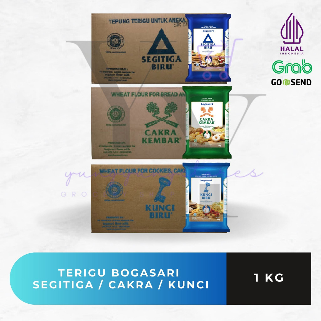 

1 Dus Isi 12 Bungkus Terigu Segitiga Biru / Cakra Kembar / Kunci Biru 1 Kg
