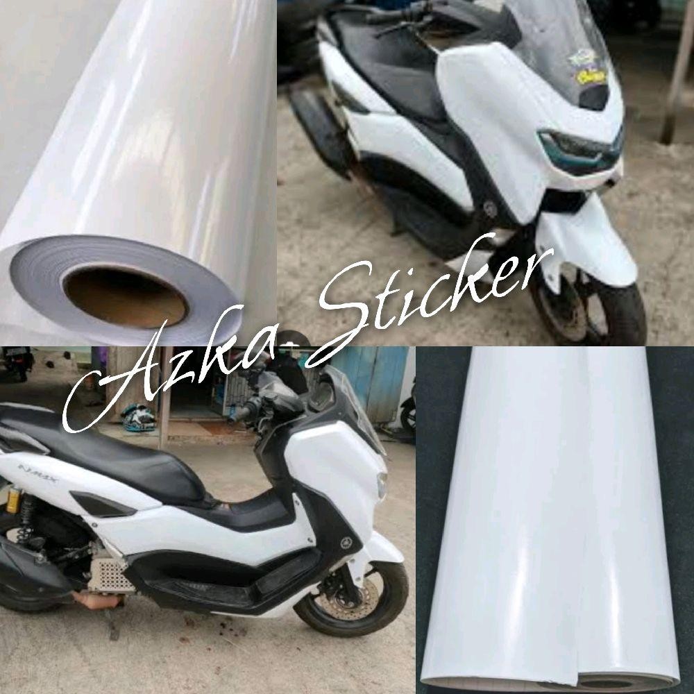 Stiker skotlet motor putih glossy stiker skotlet motor putih dof bening transpran