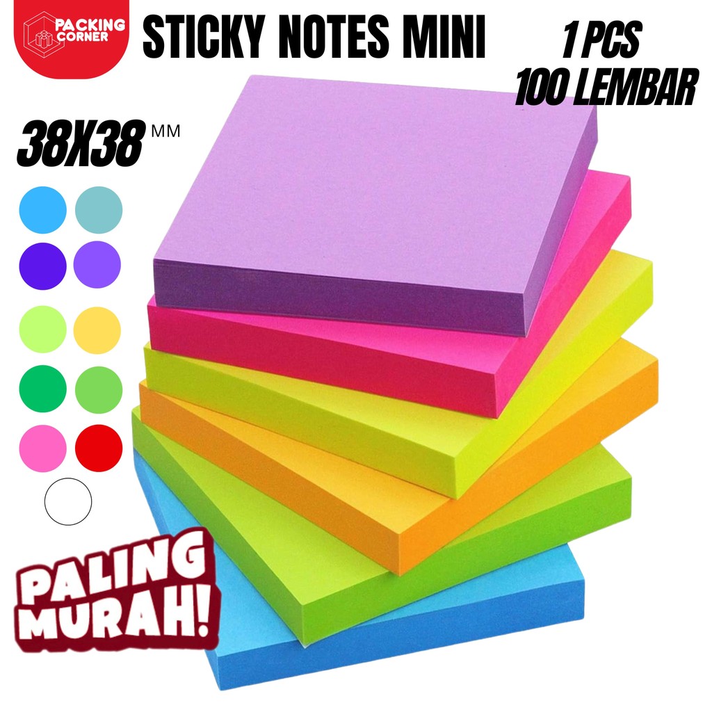 

Sticky Notes Memo 38x38 Polos Penanda Pengingat Kertas Buku Tempel 100 Lembar Perlengkapan Kantor Sekolah ATK Note Pad