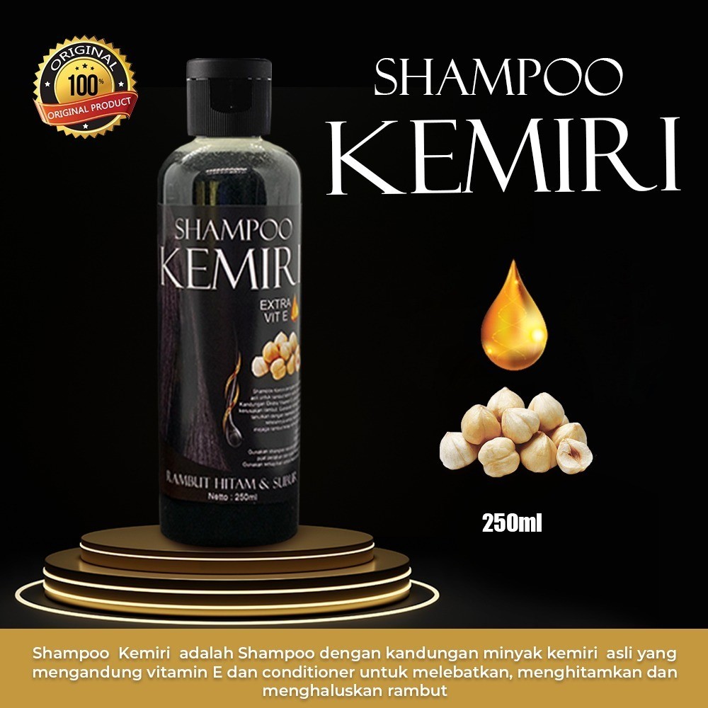 ✅250ML Shampo Kemiri Hitam - Shampoo Pemanjang Rambut Menebalkan Rambut Anti Ketombe Kemiri Bakar Hi
