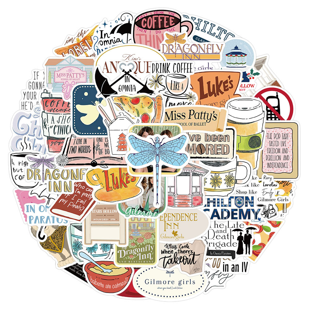

52PCS Creative Gilmore Girls Decorative Stickers Notebook Luggage Car Waterproof Stickers Wholesale Available