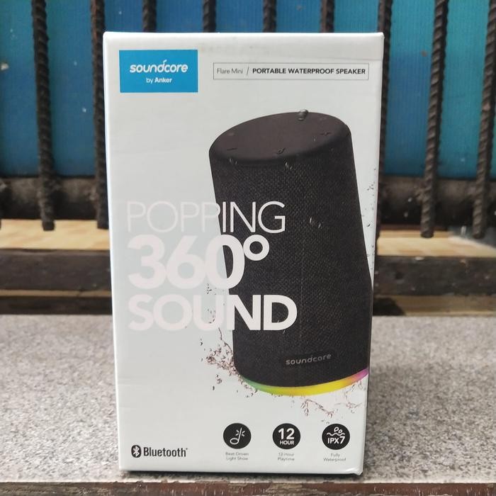 Anker Soundcore Flare Mini IPX7 Waterproof Bluetooth Speaker Resmi - Hitam