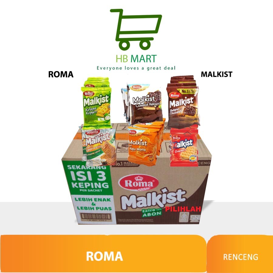 

BISKUIT ROMA MALKIST COKELAT COKLAT CREAKERS SEMUA RASA - 1 KARDUS ISI 12 RENCENG