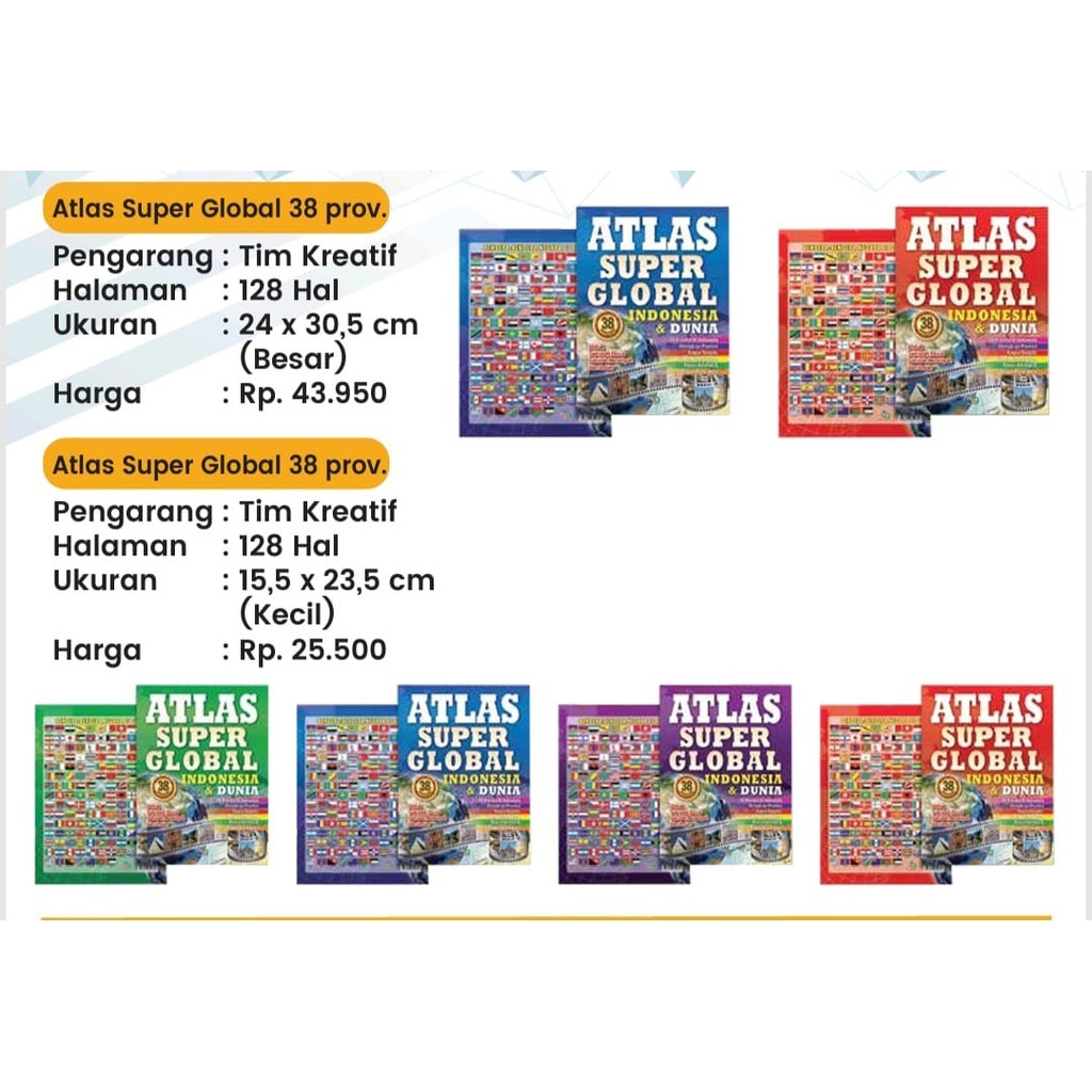 Atlas Global 38 Provinsi Besar | Atlas Lengkap 38 Provinsi Indonesia - Dunia Besar & Kecil