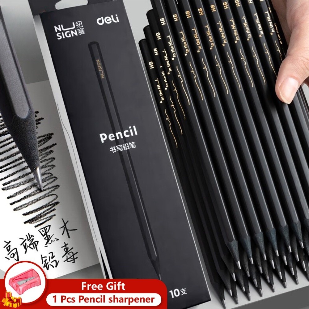 

Nusign 10/30 Pcs Black Wood Graphite Pencil Set HB 2B Professional Drawing Sketching Pencil Art Supply for Beginner & Pro Artist