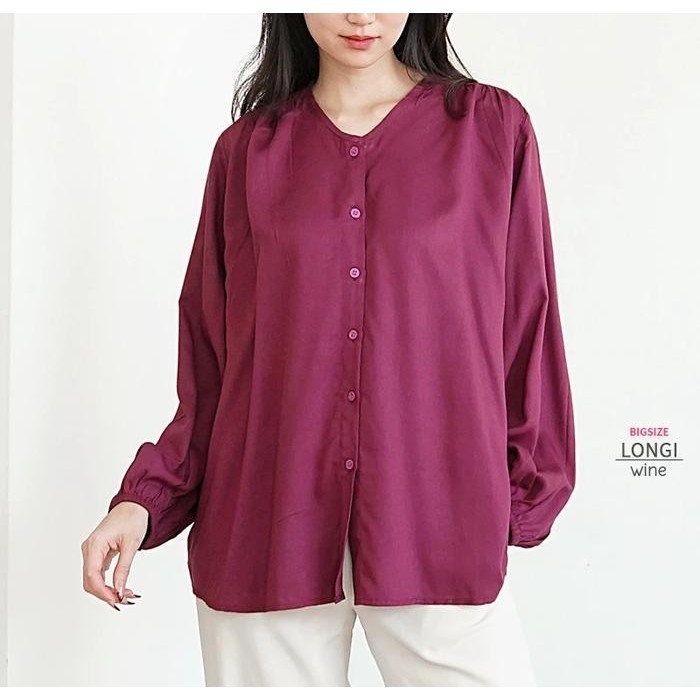 JUMBO BLOUSE WANITA RAYON TWILL TANGAN PANJANG BUSUI LD 125 - WINE, LD 125