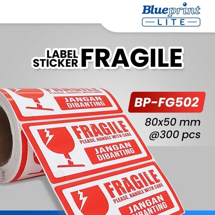 

Blueprint Lite FG501 FG502 Label Sticker Stiker Fragile Jangan Dibanting 80x50 mm Sticker Fragile isi 300 Pcs