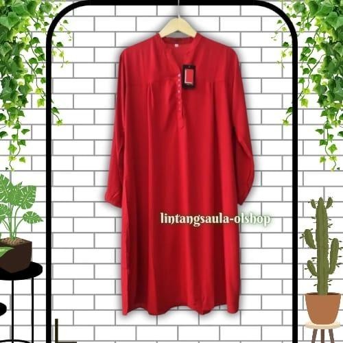 Tunik Polos Rayon Jumbo Merah Cabe - M