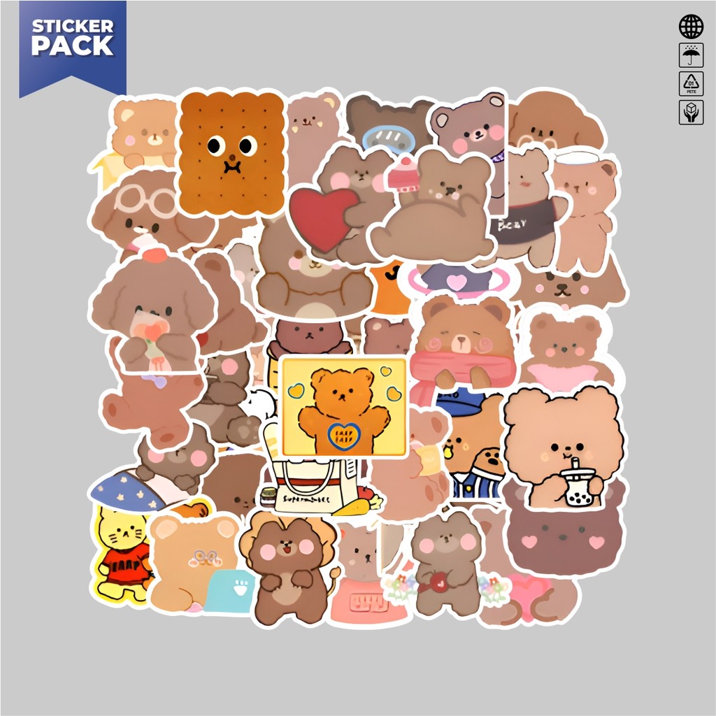 

[100PCS]Stiker Pack Stiker Teddy Bear [Boneka Beruang] Aesthetic Vinyl Anti Air Dekorasi Sticker Laptop Buku Journal Koper Helm Casing HP Gitar Helm Skateboard