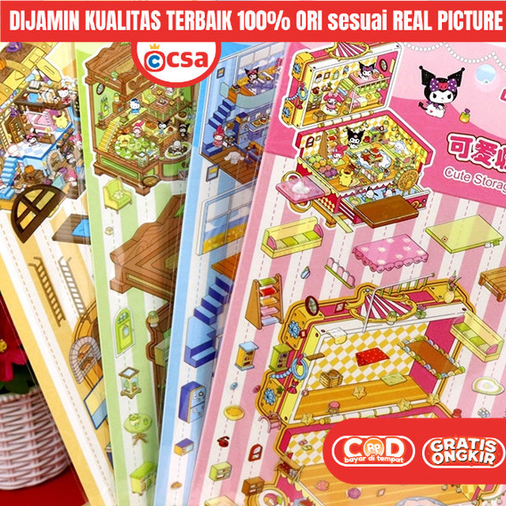 

CSA Mainan Puzzle Sticker Rumah Rumahan Kuromi DIY 3D Edukasi Anak Perempuan KKV 9 7 5 4 3 2 Tahun