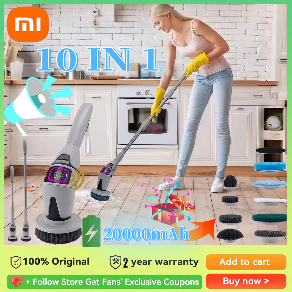 Xiaomi Sikat Kamar Mandi / Sikat Pembersih Elektrik 10 in 1 Sikat Pembersih Elektrik 10 Kepala Sikat