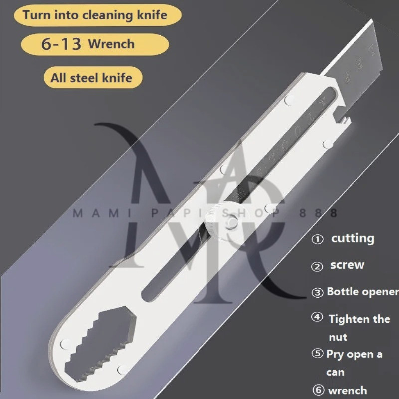 

Pisau Cutter Stainless Besar 9in1 Super Tajam Tahan Karat / Penggaris Screw Buka Kaleng Tutup Bkrup Mur Cuter Kater Kunci Heksagonal Alat Potong Kertas Unboxing Packing Bangunan Stainless Baja Knife Pack Kardus Buble Plastik Kabel Iris Jumbo BERKUALITAS