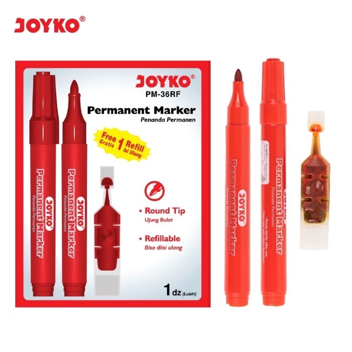 

[New Arrival] Permanent Marker Spidol Joyko PM-36RF Round Tip Free Refill (1 pack)