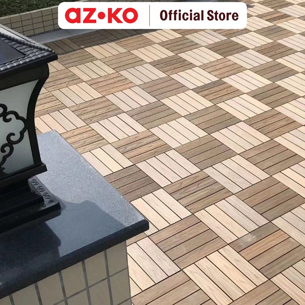 AZKO Rainbodeck Quickdecking 30X30 cm - Cokelat Teak Decking Tile Lantai Bongkar Pasang Instalasi La