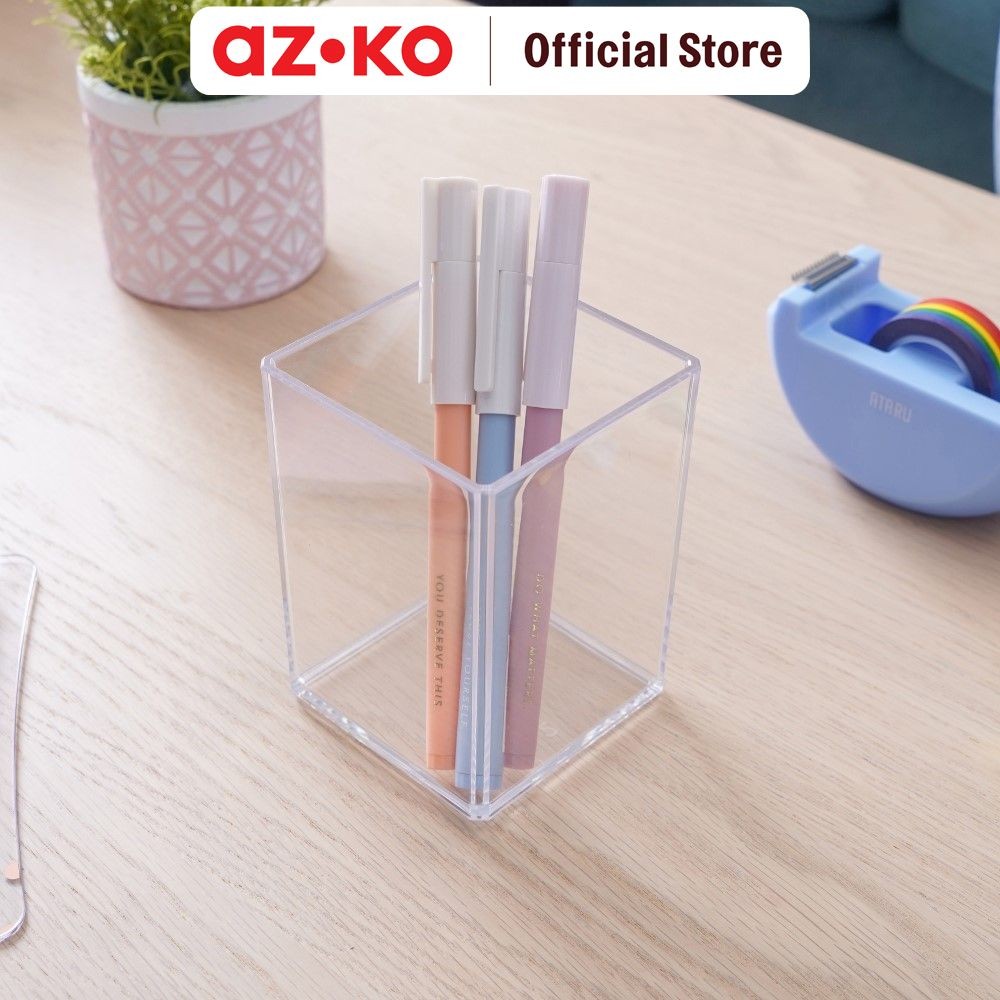 

AZKO Ataru Tempat Pulpen - Transparan Pen Storage Box Tempat Alat Tulis Serbaguna Kotak Organizer Pensil Pulpen Multifungsi
