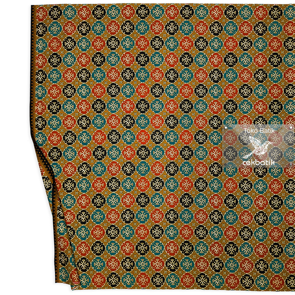 kain batik - Motif Songket Balian Kombinasi Warna (Hitam , Teracota & Biru Tosca)
