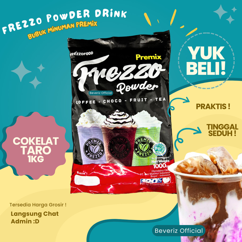 

BEVERIZ Frezzo Bubuk Minuman Rasa Coklat Taro | Boba Powder Drink Choco Taro 1 Kg / 1000gram { Bisa COD} {Tersedia Harga Grosir}