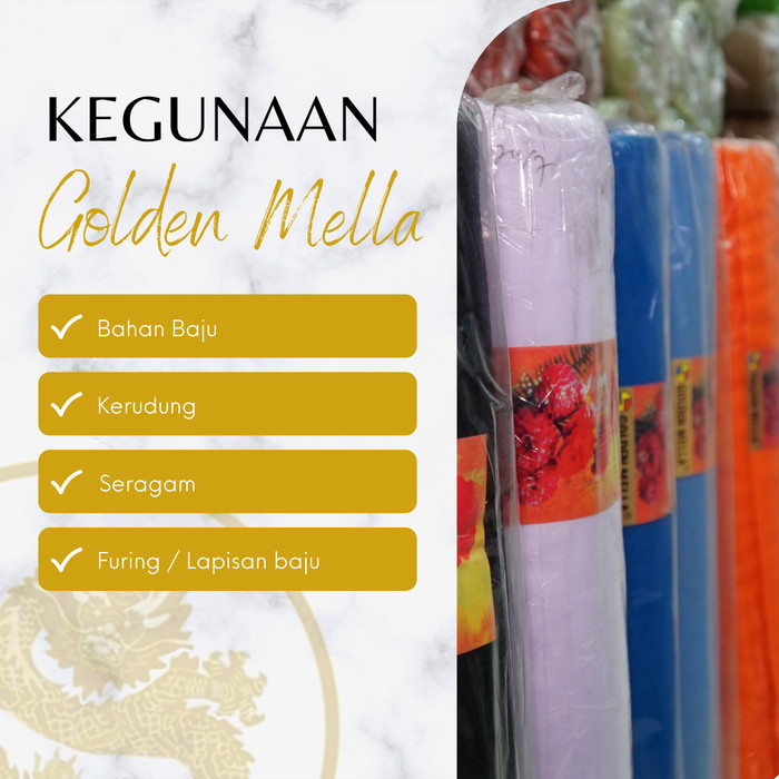 ✨NEW✨ -KAIN TETORON TC GOLDEN MELLA ROLL SEDANG Kuning Merah Orange Ungu - K-H.5-S- 1.2.23