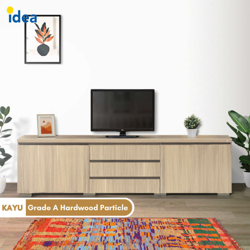 IDEA Furniture Rak TV Meja TV Lemari Buffet Kayu Besar Modern Minimalis Coklat Muda Santorini