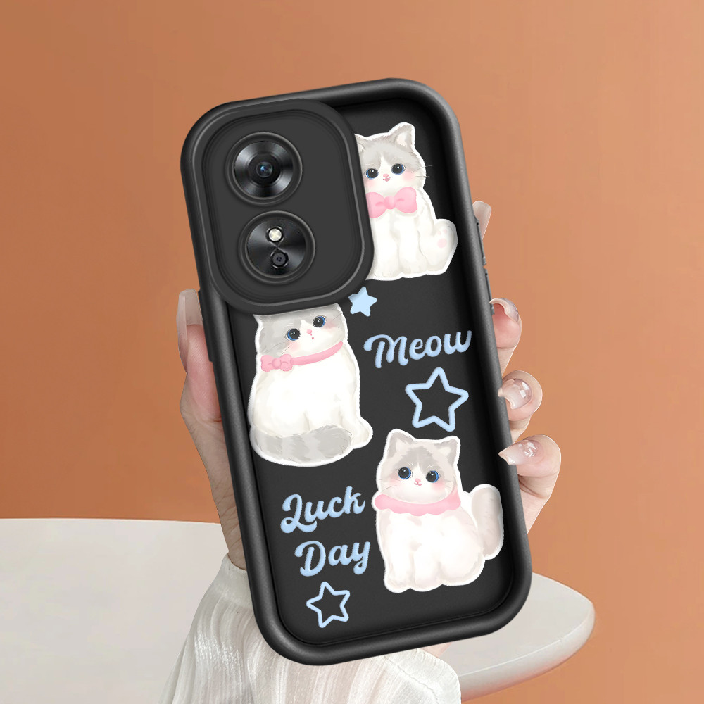 Casing Kucing Selebriti Internet Untuk For  OPPO A17 A17K Cat Stars Phone Case Softcase 4145