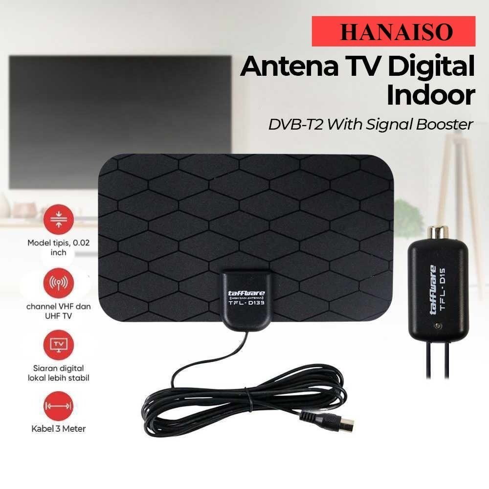 NELSON Medan Antena TV Indoor + BOOSTER PEnguat SIgnal Digital DVB-T2 4K High Gain 25dB Type USB wit