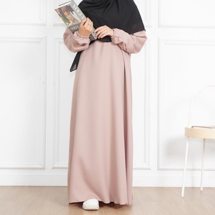 Busana Muslim Wanita Modern Modis Trendy Bahan Berkualitas Bagus /Gamis Putih Remaja Dress Hitam Pol