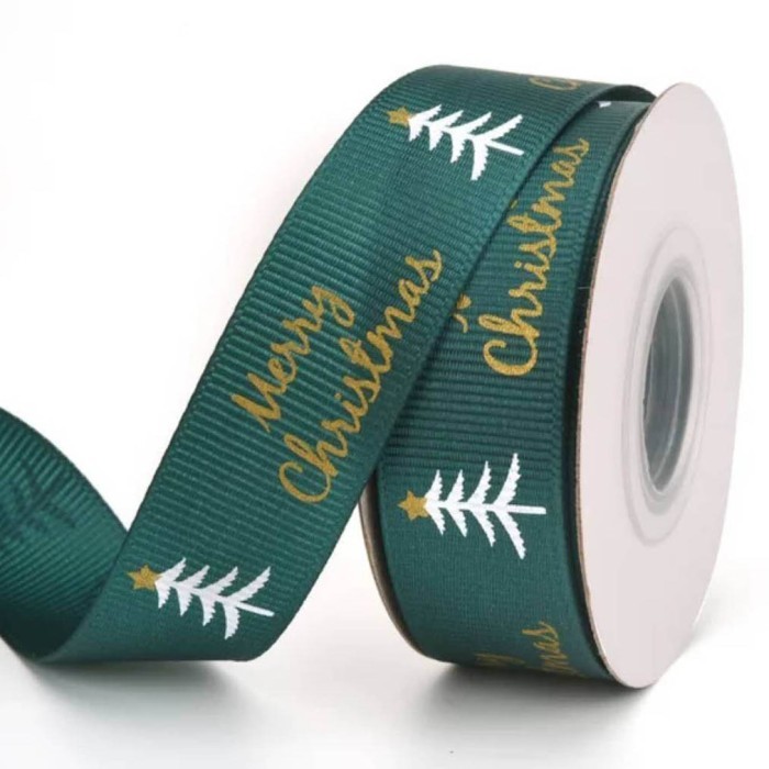 

1 ROLL Pita Christmas Natal 2cm - Ribbon Snowflake PS108 - Pohon Hijau