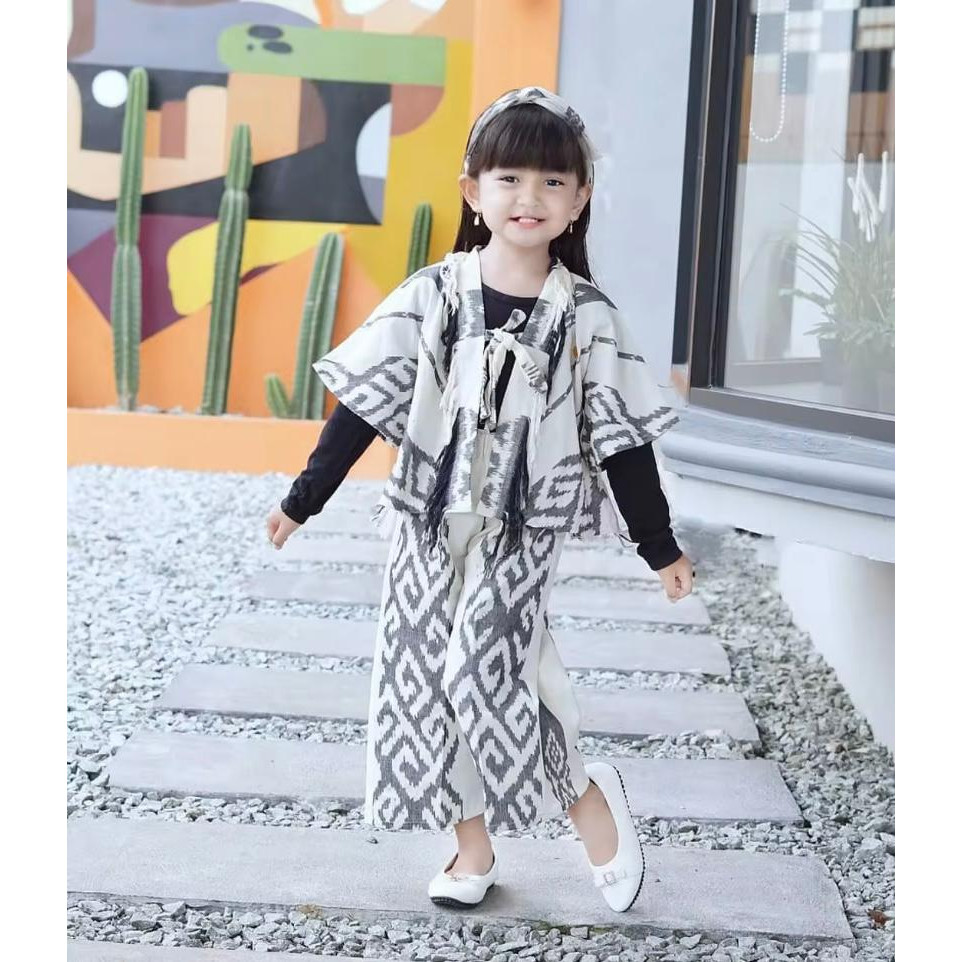 setelan baju anak perempuan tenun etnik terbaru