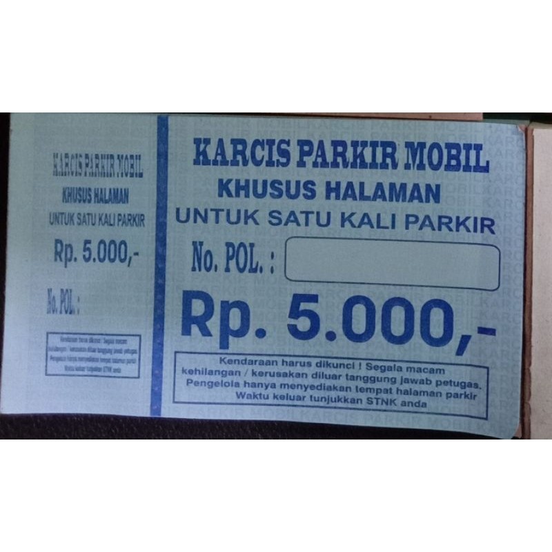 

Cetak Karcis parkir mobil 5000 br Murah