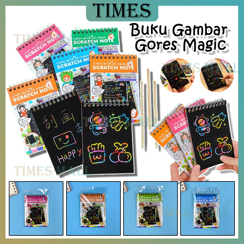 

Pocket Scratch Painting Book /Buku Magic Warna Kertas /Buku Gambar Mini Tulis Gores Ajaib Colourfull