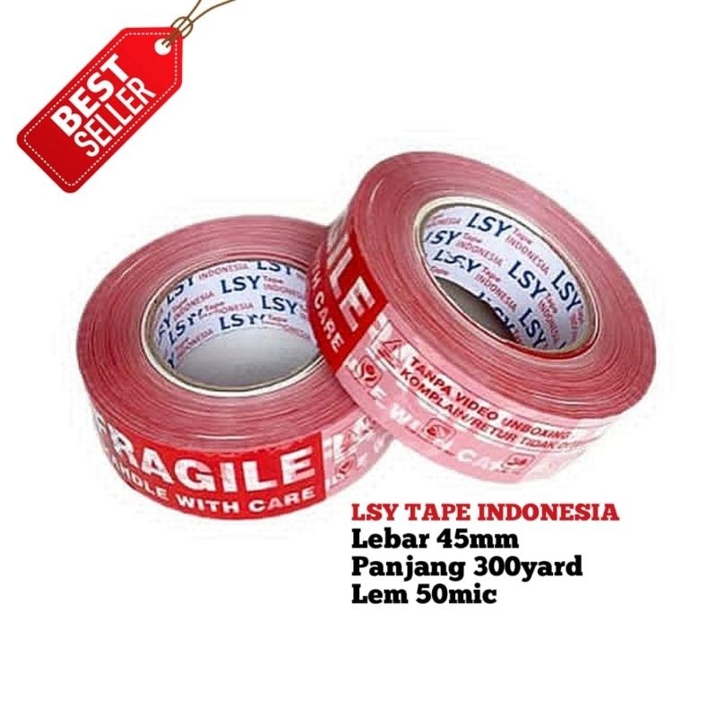

lakban fragile unboxing mix CBM merk LSY TAPE INDONESIA terlaris