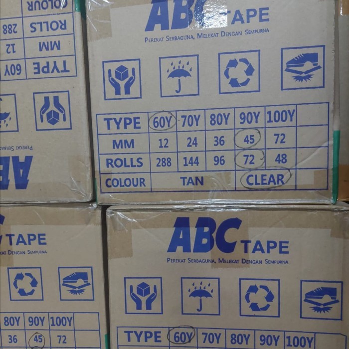 

Abc Tape Lakban Bening Coklat ABC Tape Perekat Serbaguna 2 Inch/45Mmx60Y & 70Y