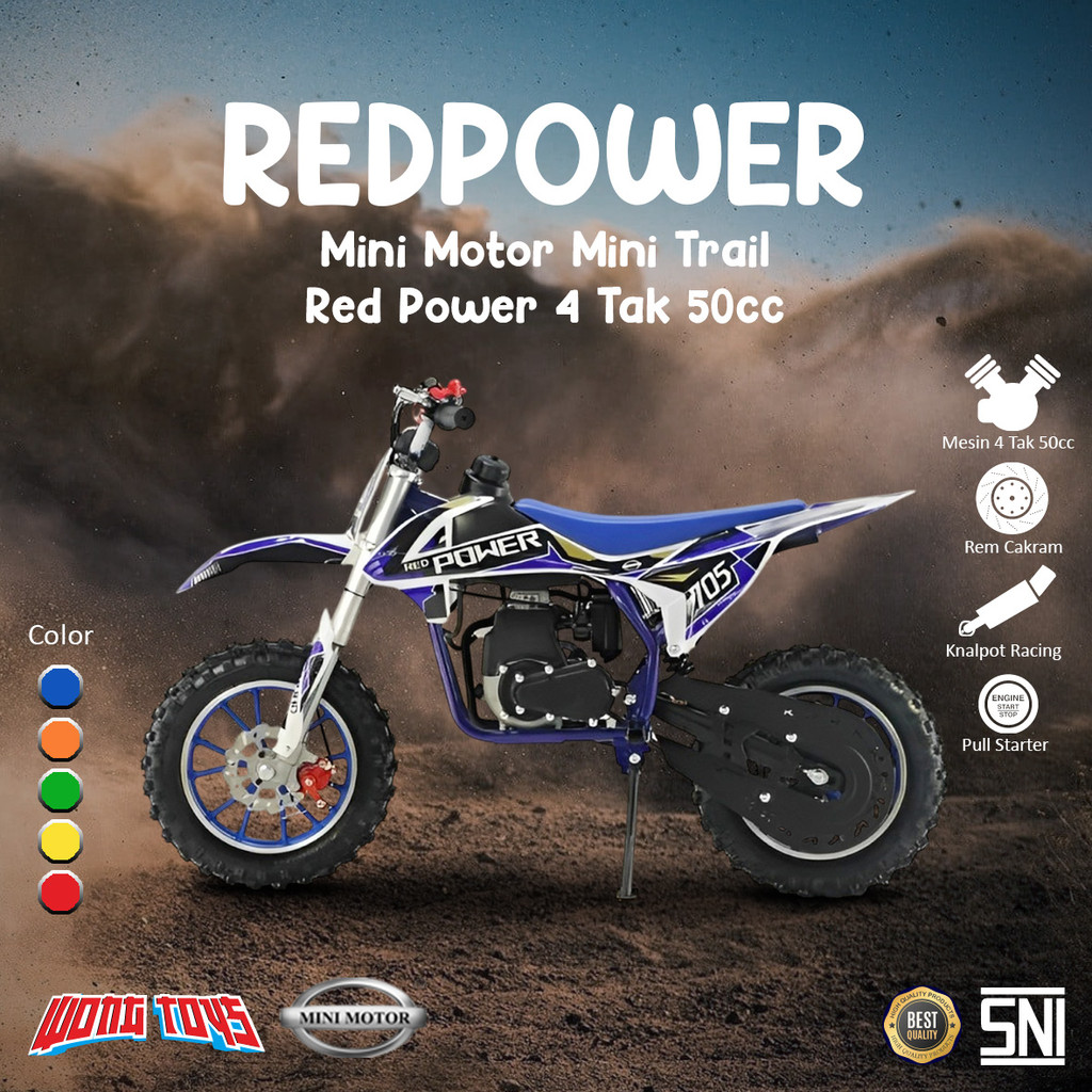 Mini Motor Mini Trail Red Power 4 Tak 50cc (REDPOWER) - Mainan Motor Trail Anak