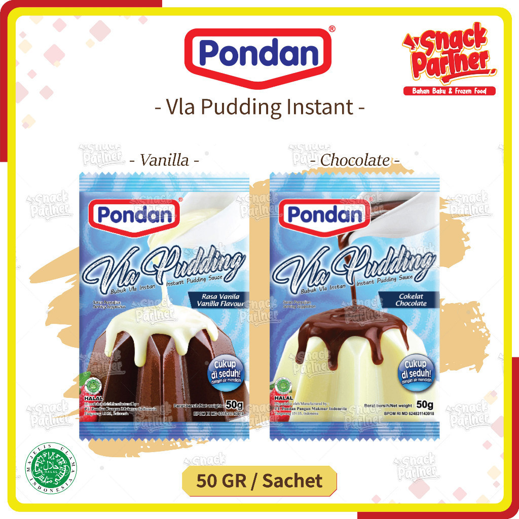 

KOE - PONDAN - VLA PUDDING INSTANT 50 GR / Sachet - Bubuk Puding Fla Instant Instan Siap Pakai - Chocolate Coklat Choco Cokelat Vanilla Vanila 50GR - ABO