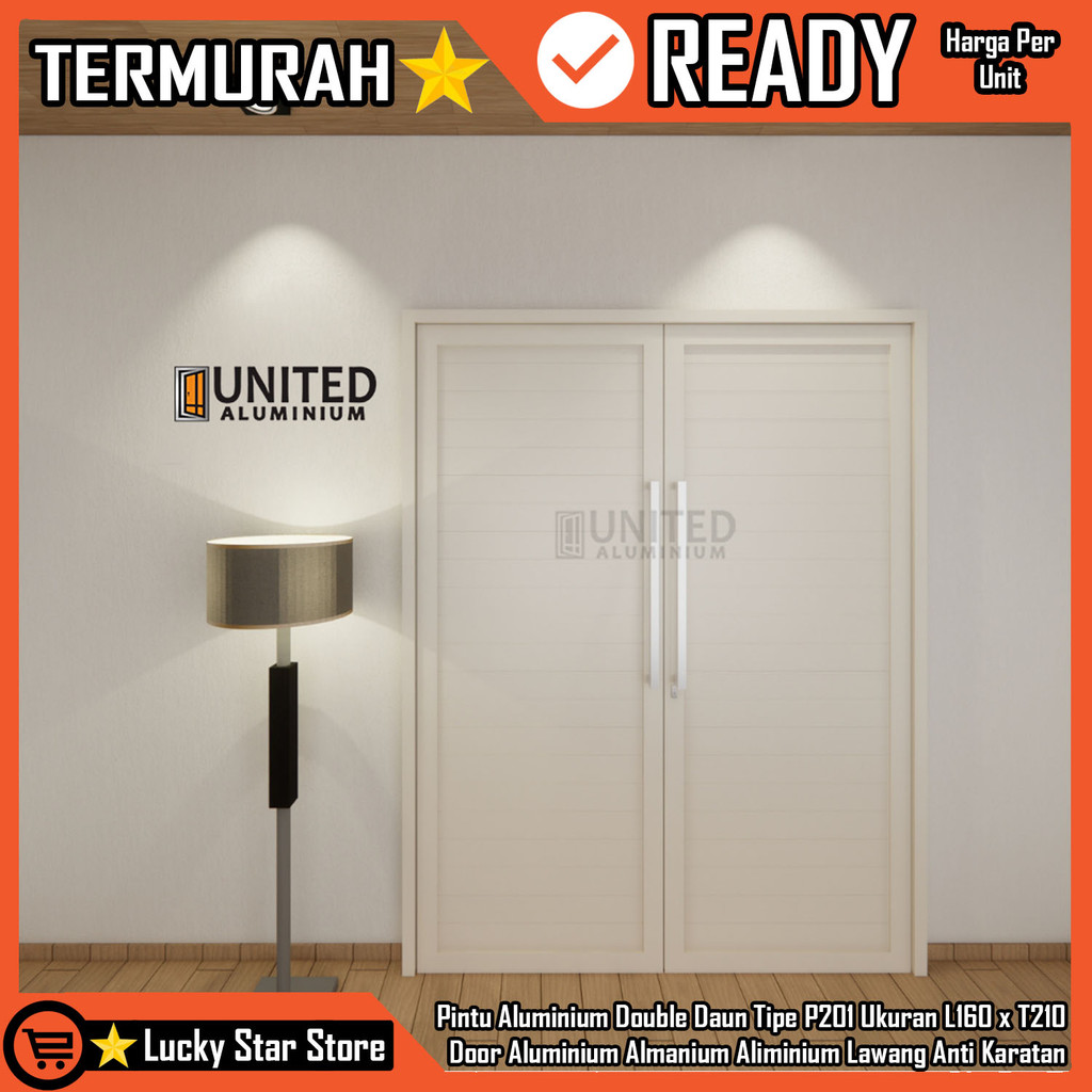 United Aluminium Co Id Pintu Aluminium Double Daun Tipe P201 Hitam Cokelat Putih Silver Ukuran L160 